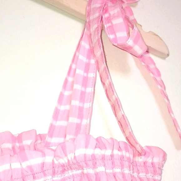 STEVE MADDEN PINK SLEEVELESS SMOCKED BODICE MAXI CRINKLE DRESS - Picture 3 of 4